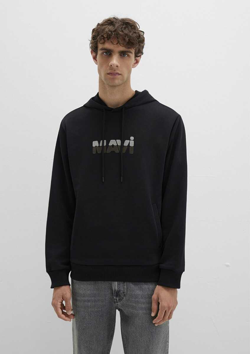 Mavi Kapüşonlu Siyah Erkek Sweat 0S10395-900 - 4