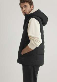 Mavi Kapüşonlu Siyah Erkek Yelek 0110554-900 