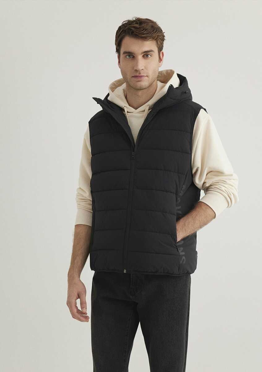 Mavi Kapüşonlu Siyah Erkek Yelek 0110554-900 - Mavi (1)