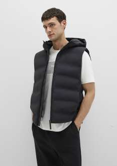 Mavi Kapüşonlu Siyah Erkek Yelek 0110619-71379 