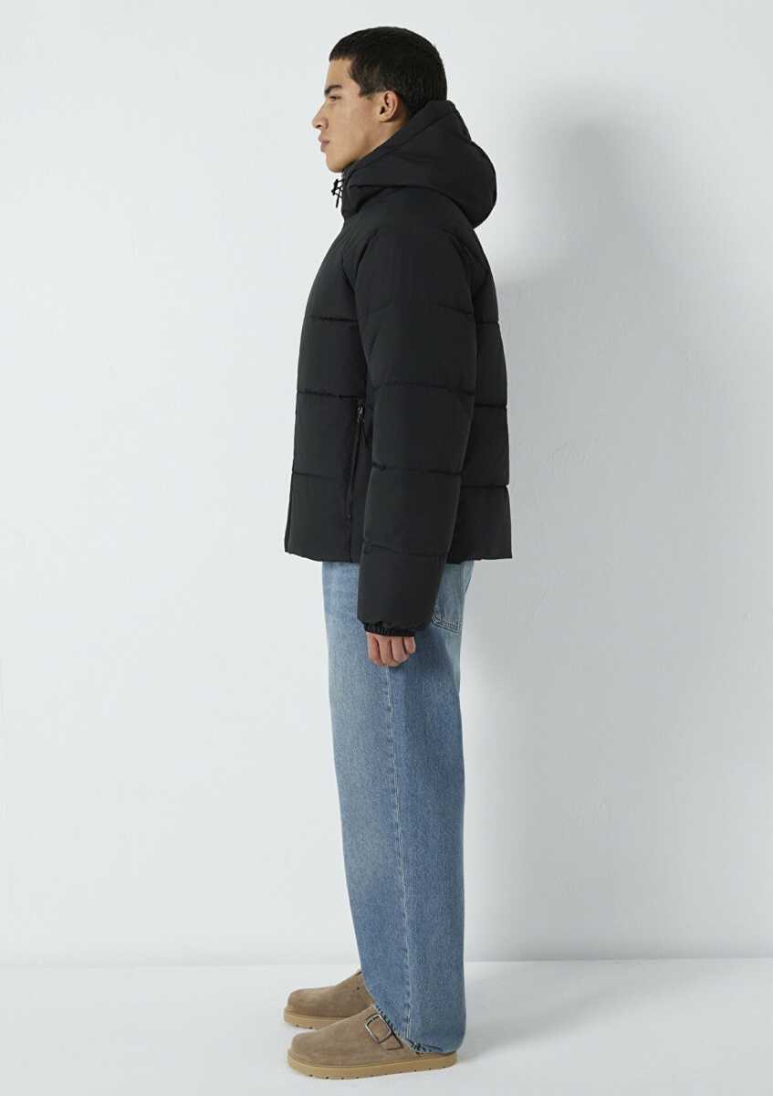 Mavi Kapüşonlu Siyah Loose Fit Erkek Ceket 0110756-71379 - 4
