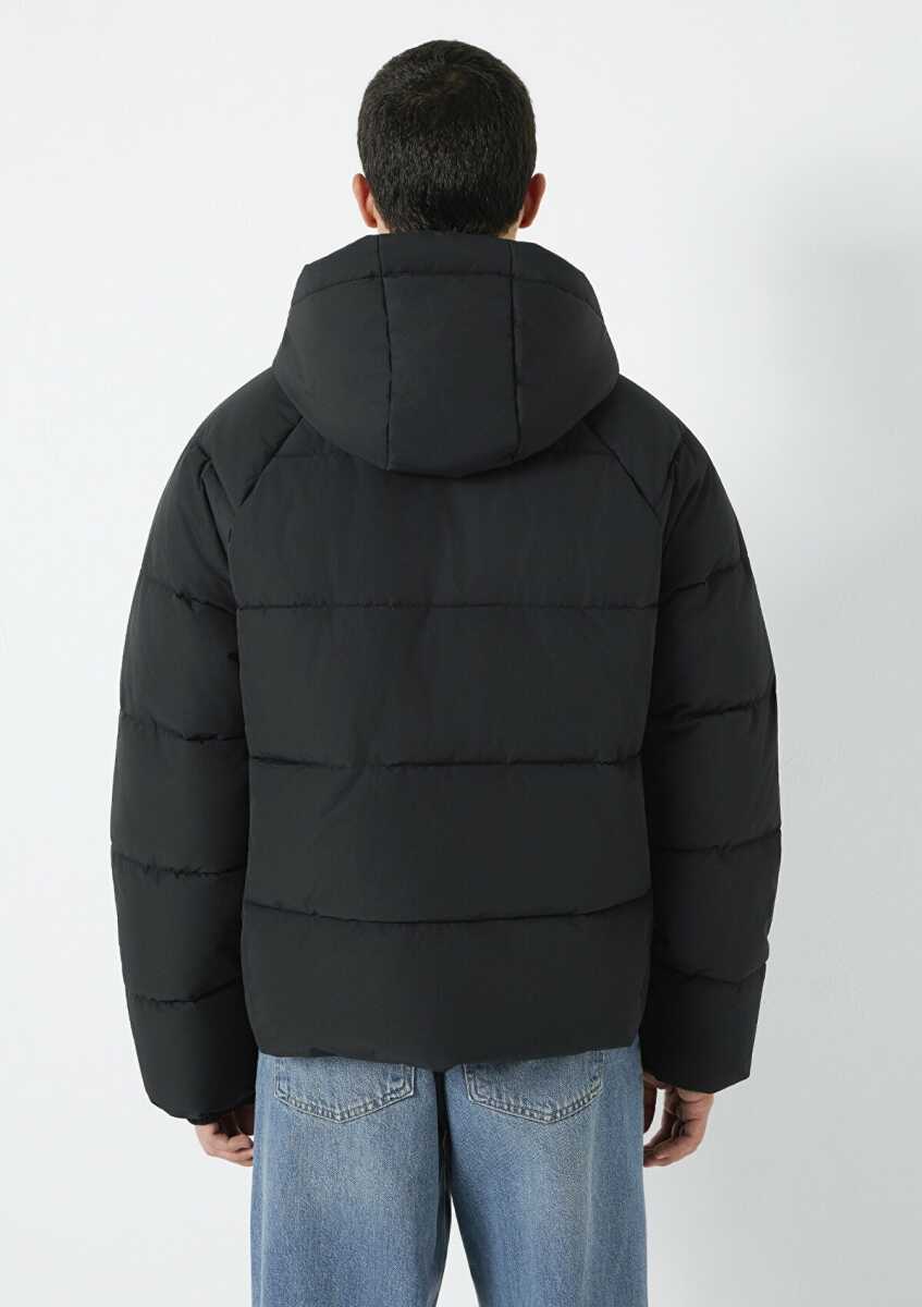 Mavi Kapüşonlu Siyah Loose Fit Erkek Ceket 0110756-71379 - 5