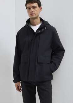 Mavi Kapüşonlu Siyah Loose Fit Erkek Ceket 0110757-71379 