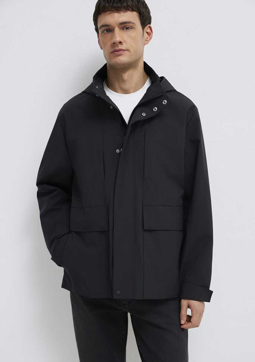 Mavi Kapüşonlu Siyah Loose Fit Erkek Ceket 0110757-71379 - 3
