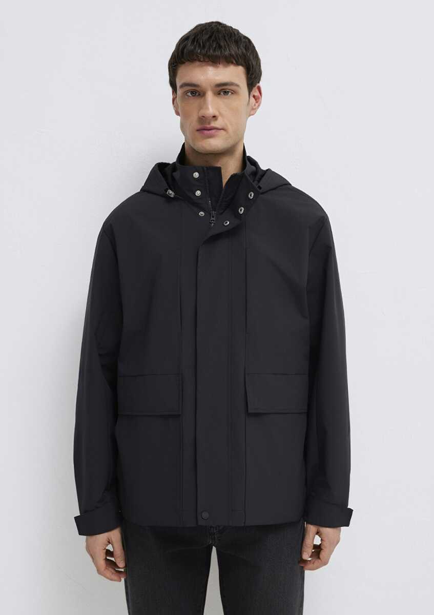 Mavi Kapüşonlu Siyah Loose Fit Erkek Ceket 0110757-71379 - 4