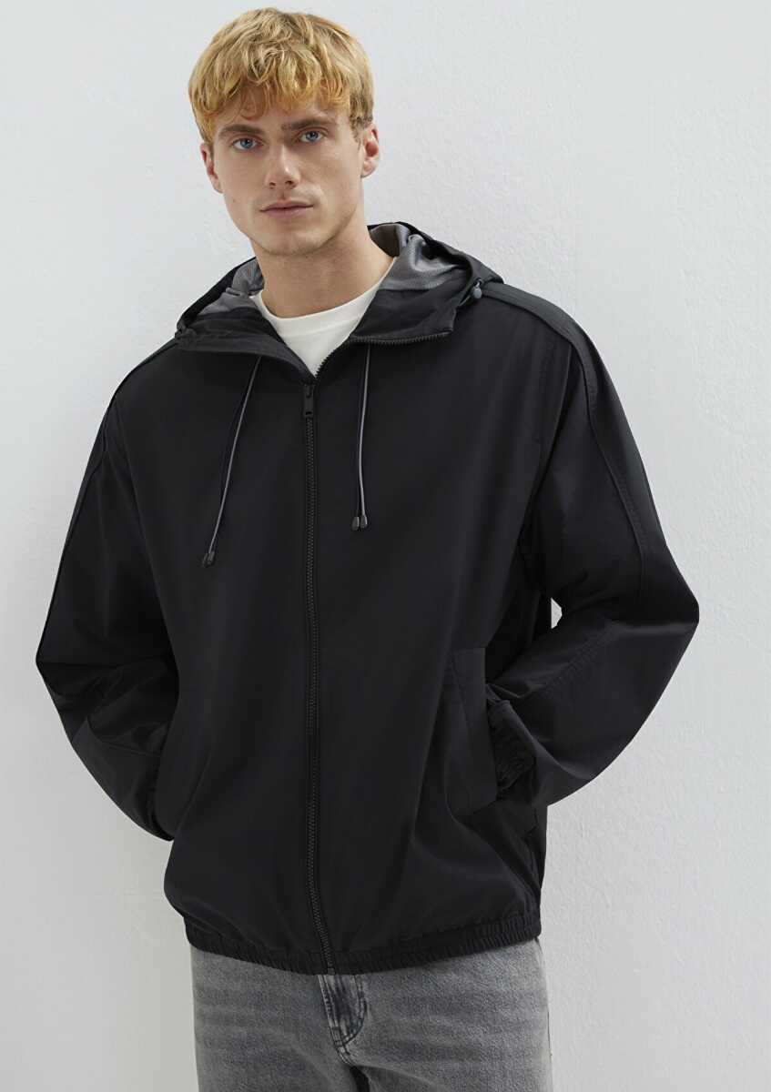 Mavi Kapüşonlu Siyah Loose Fit Erkek Ceket 0110818-900 - 1