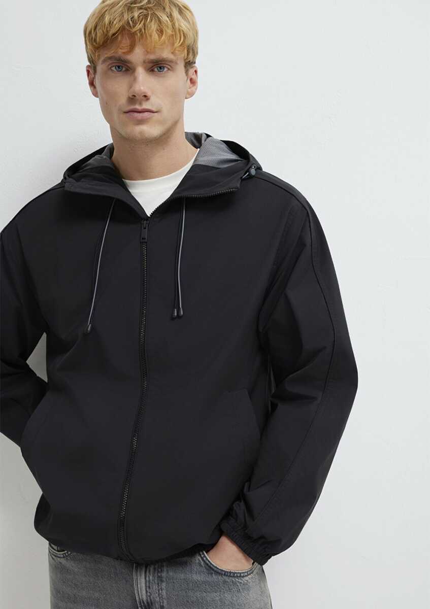 Mavi Kapüşonlu Siyah Loose Fit Erkek Ceket 0110818-900 - 2