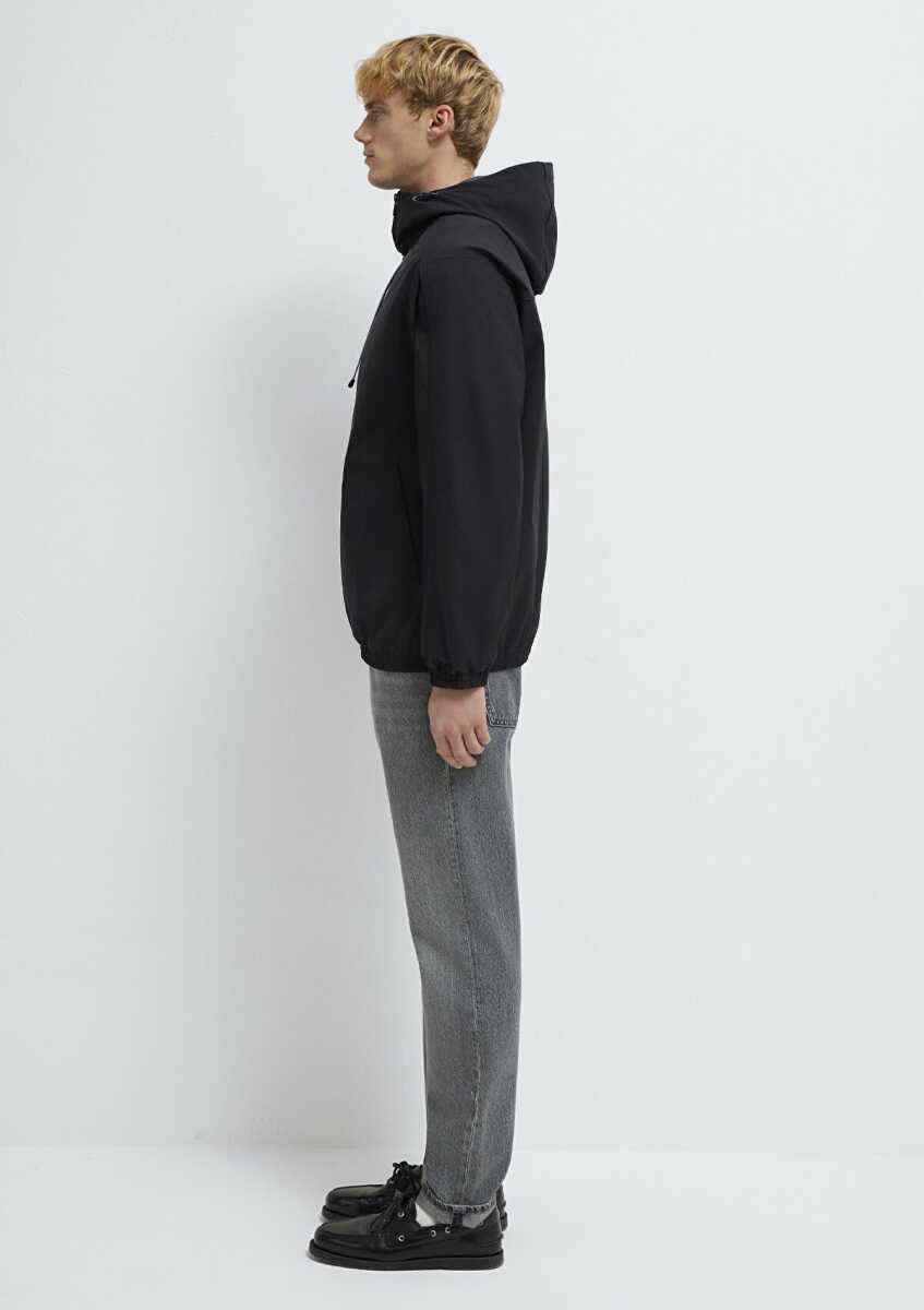 Mavi Kapüşonlu Siyah Loose Fit Erkek Ceket 0110818-900 - 4