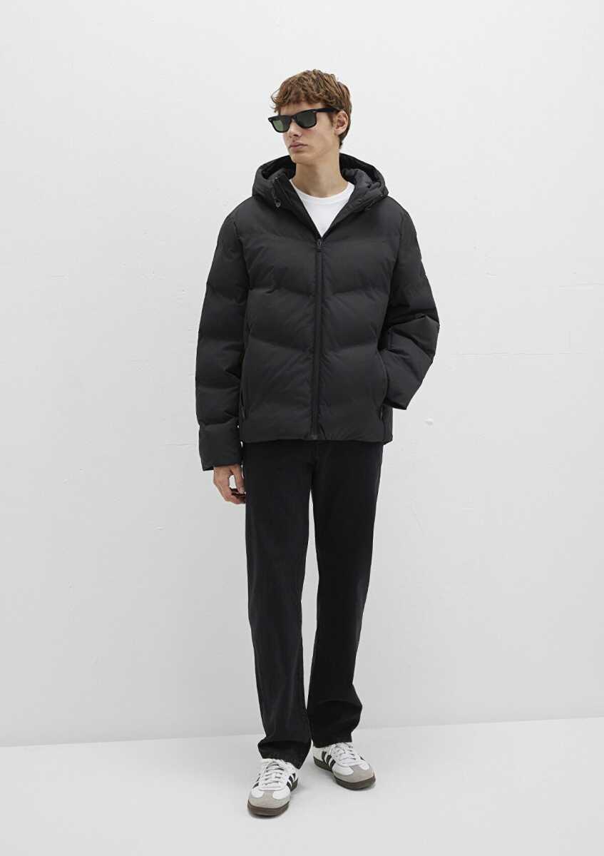 Mavi Kapüşonlu Siyah Loose Fit Erkek Mont 0110651-71379 - Mavi (1)