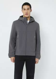 Mavi Kapüşonlu Su İtici Gri Scuba Ceket 0110762-85540 