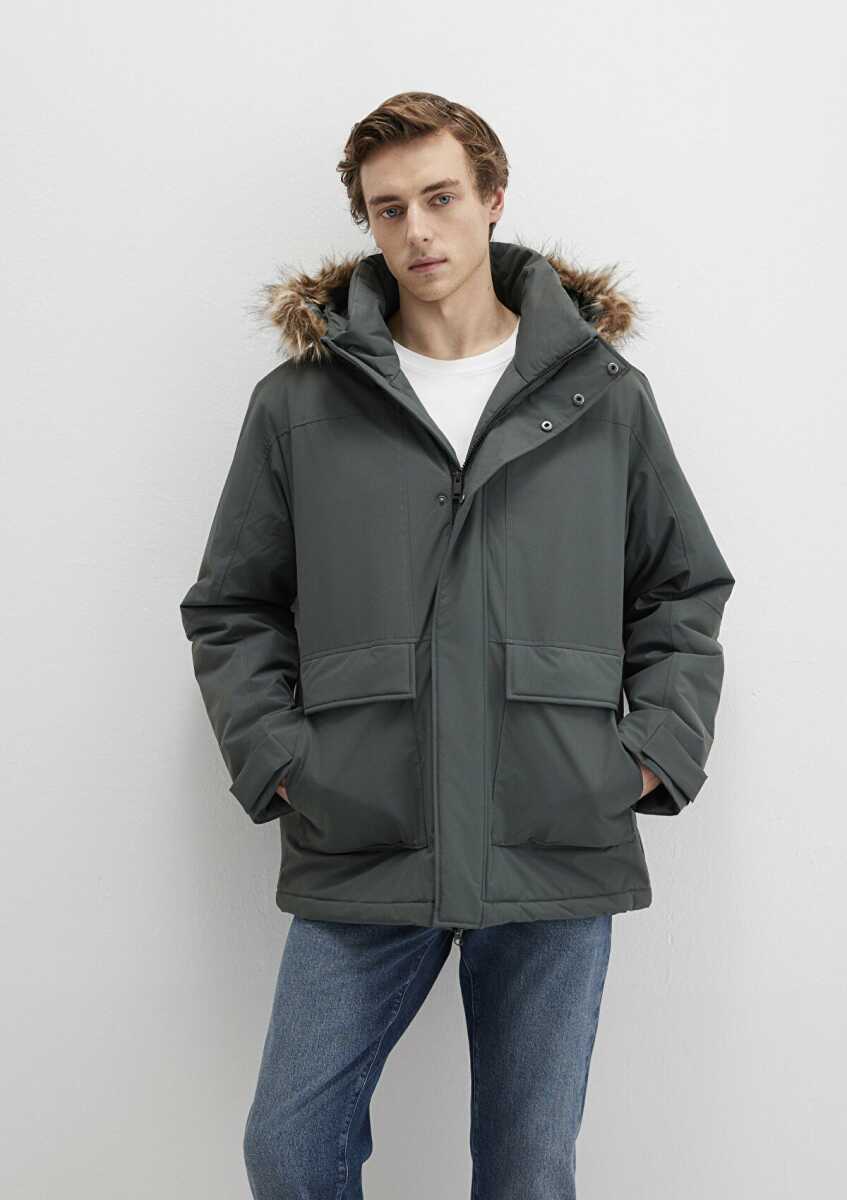 Mavi Kapüşonlu Yeşil Loose Fit Erkek Parka 0110472-71598 - Mavi (1)