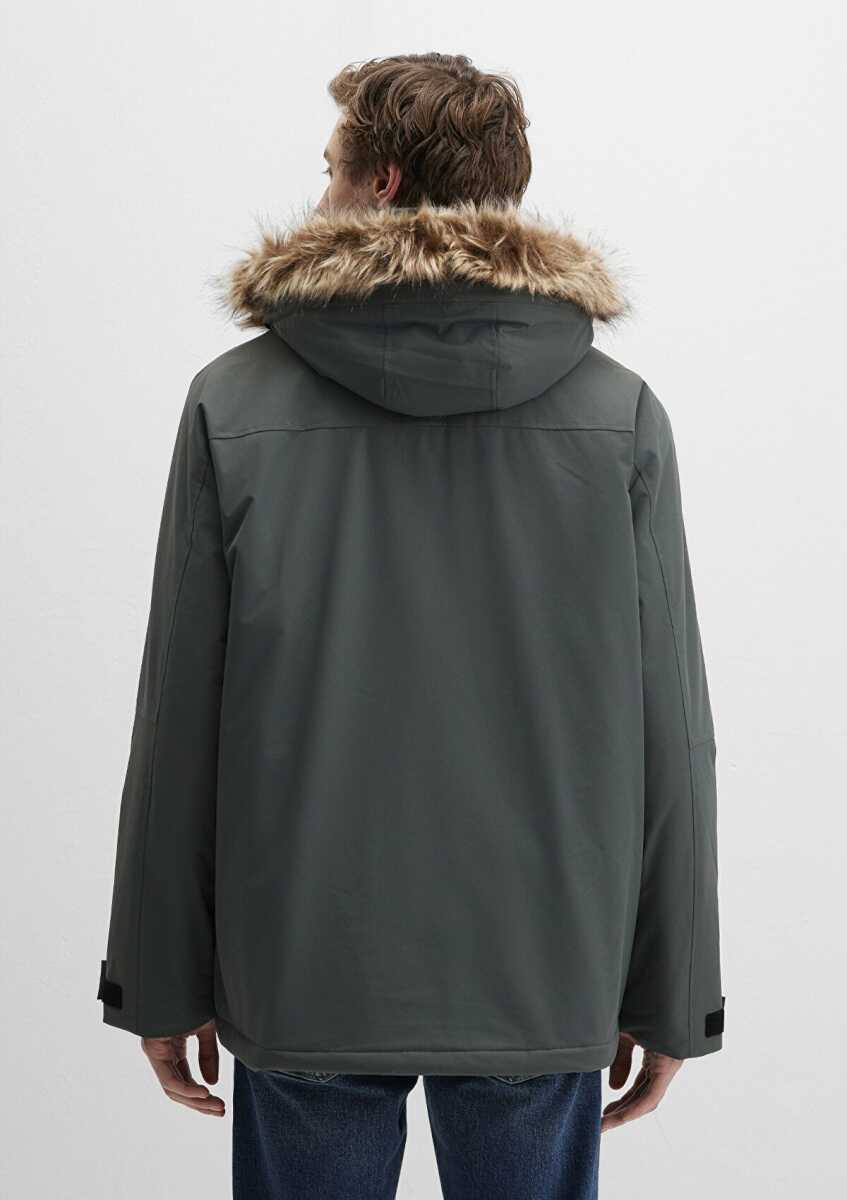 Mavi Kapüşonlu Yeşil Loose Fit Erkek Parka 0110472-71598 - 4