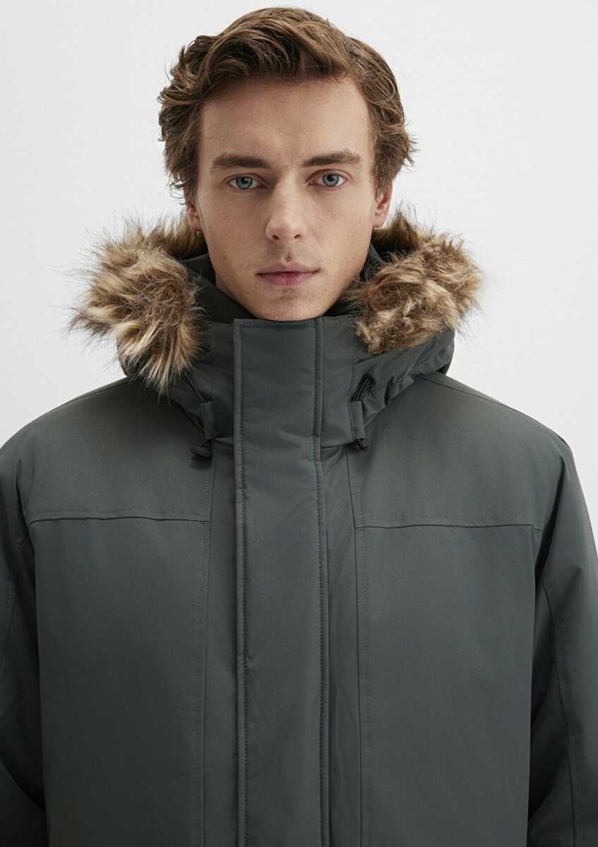 Mavi Kapüşonlu Yeşil Loose Fit Erkek Parka 0110472-71598 - 5
