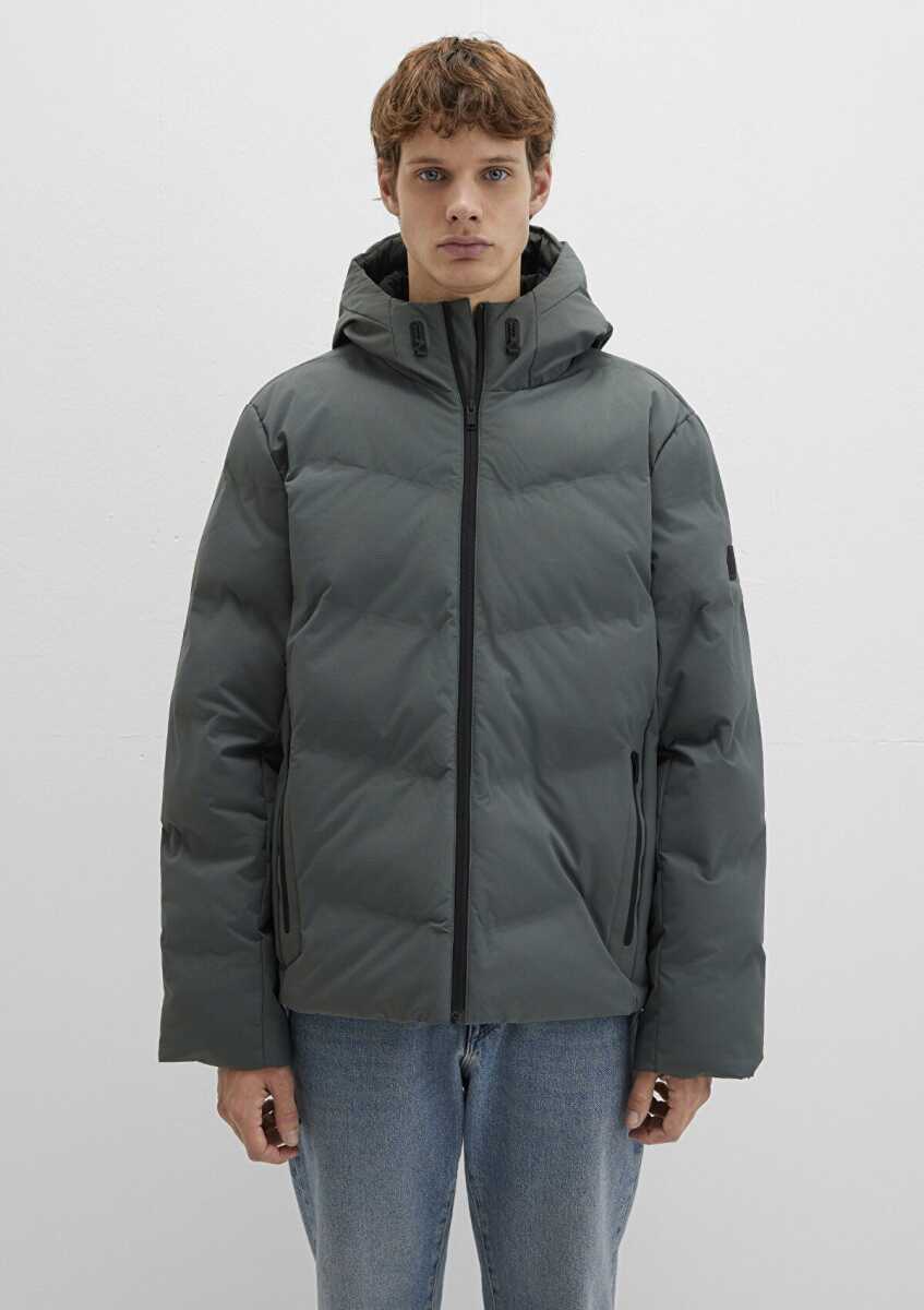 Mavi Kapüşonlu Yeşil Loose Fit Şişme Erkek Mont 0110651-71598 - 3