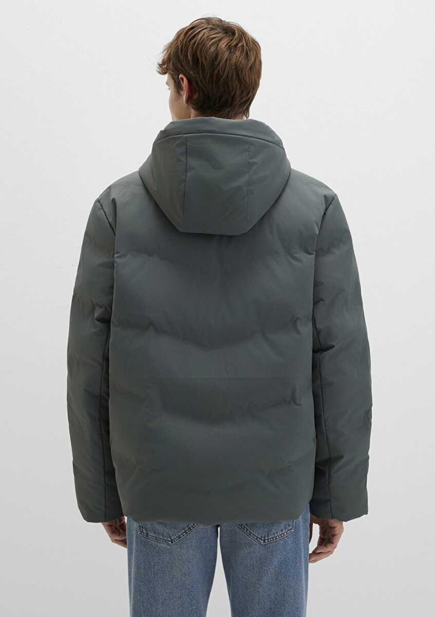Mavi Kapüşonlu Yeşil Loose Fit Şişme Erkek Mont 0110651-71598 - 4