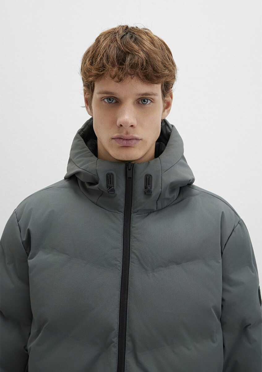 Mavi Kapüşonlu Yeşil Loose Fit Şişme Erkek Mont 0110651-71598 - 5