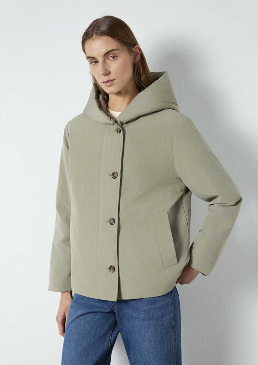 Mavi Kapüşonlu Yeşil Regular Fit Kadın Ceket 1110814-71818 - Mavi