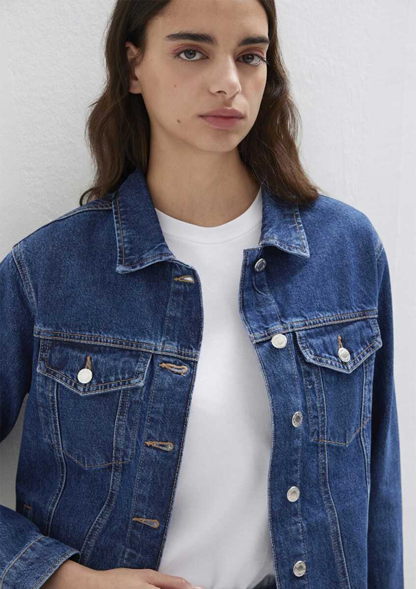Mavi Karla 90lar Koyu Mavi boyfriend Kadın Jean Ceket 110154-91001 (1)