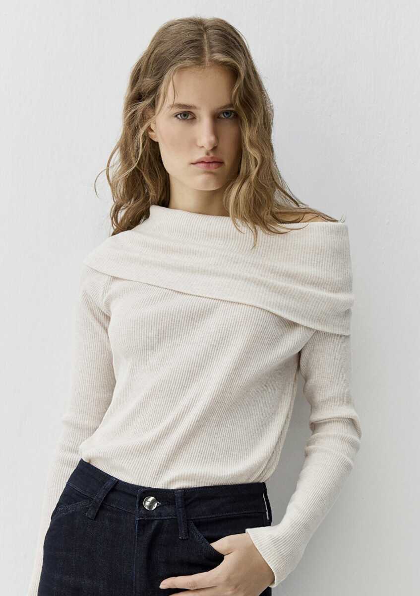 Mavi Kaşmir Karışımlı Ekru Kadın Sweat 1613651-91336 - Mavi