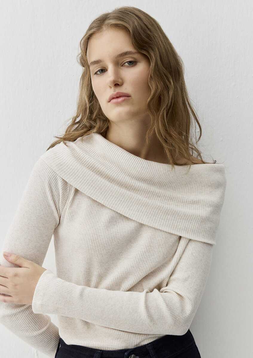 Mavi Kaşmir Karışımlı Ekru Kadın Sweat 1613651-91336 - Mavi (1)