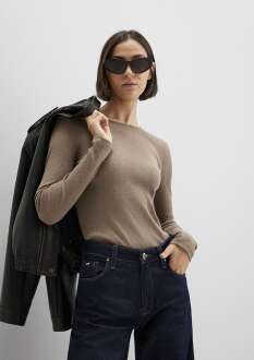 Mavi Kaşmir Karışımlı Kahverengi Uzun Kollu Basic Kadın Sweat 1613655-91335
