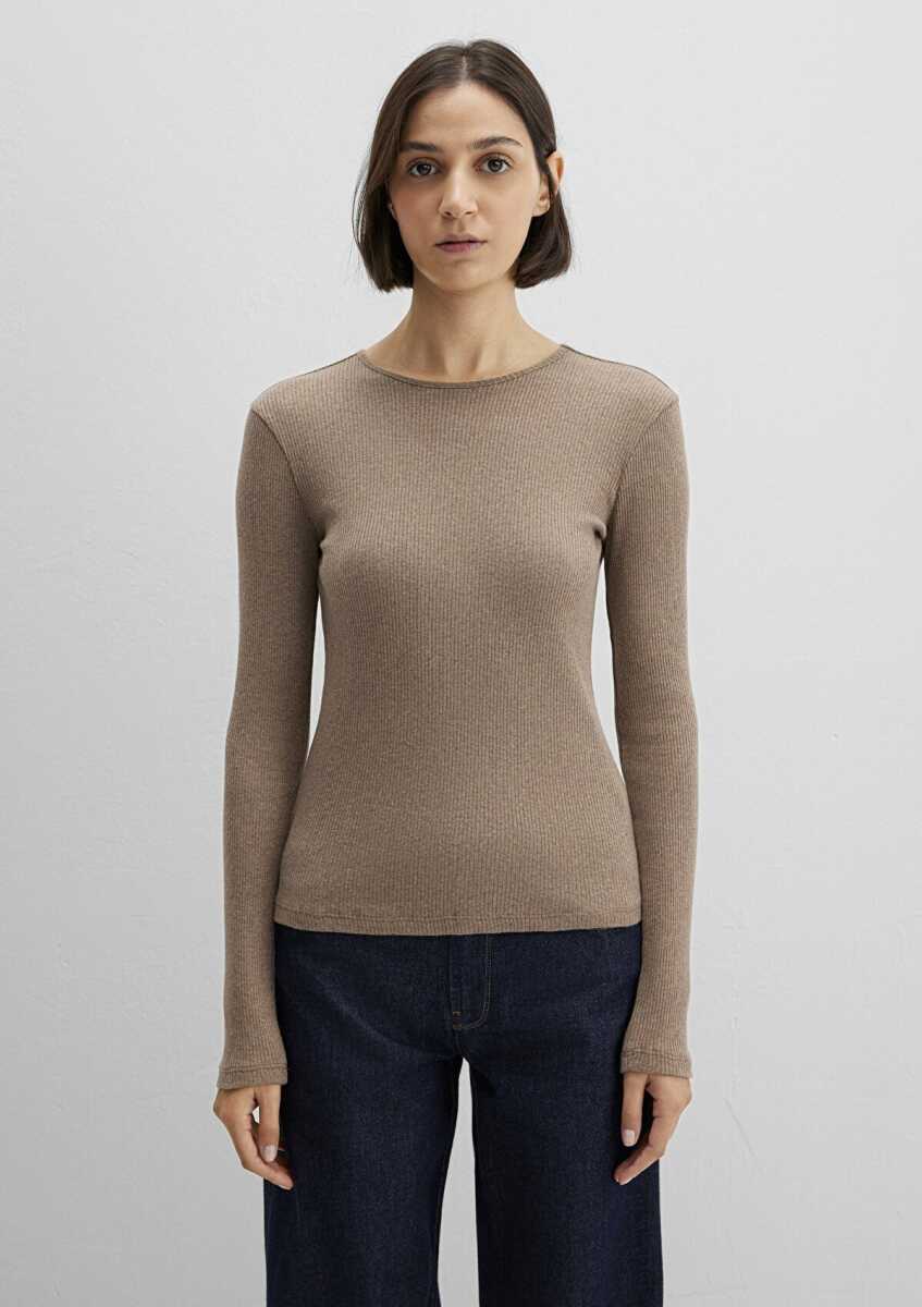 Mavi Kaşmir Karışımlı Kahverengi Uzun Kollu Basic Kadın Sweat 1613655-91335 - 5