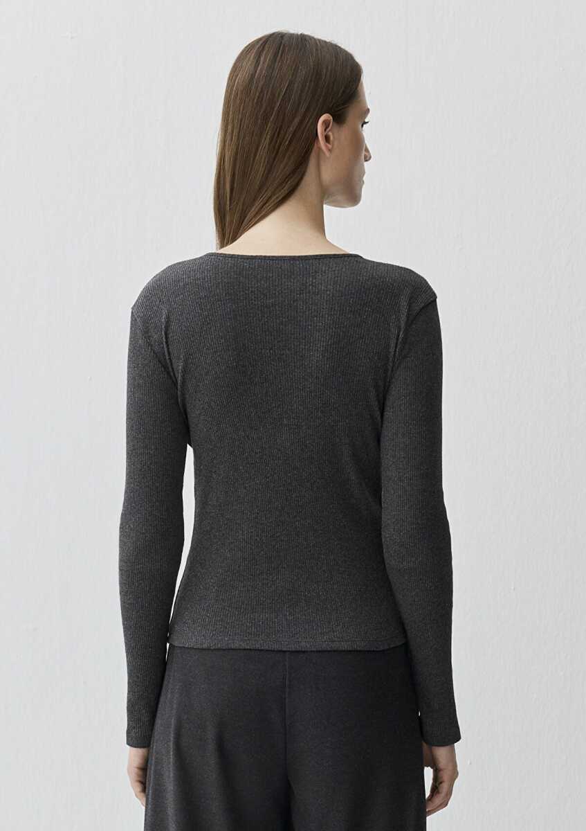 Mavi Kaşmir Karışımlı Siyah Uzun Kollu Basic Kadın Sweat 1613655-80927 - 4