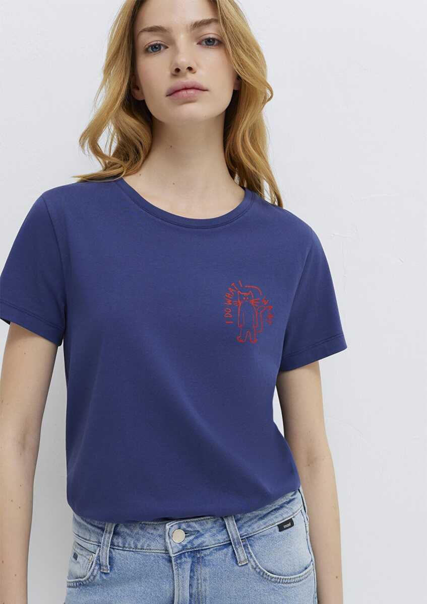 Mavi Kedi Baskılı Lacivert Kadın Tişört 1613873-70498 (1)