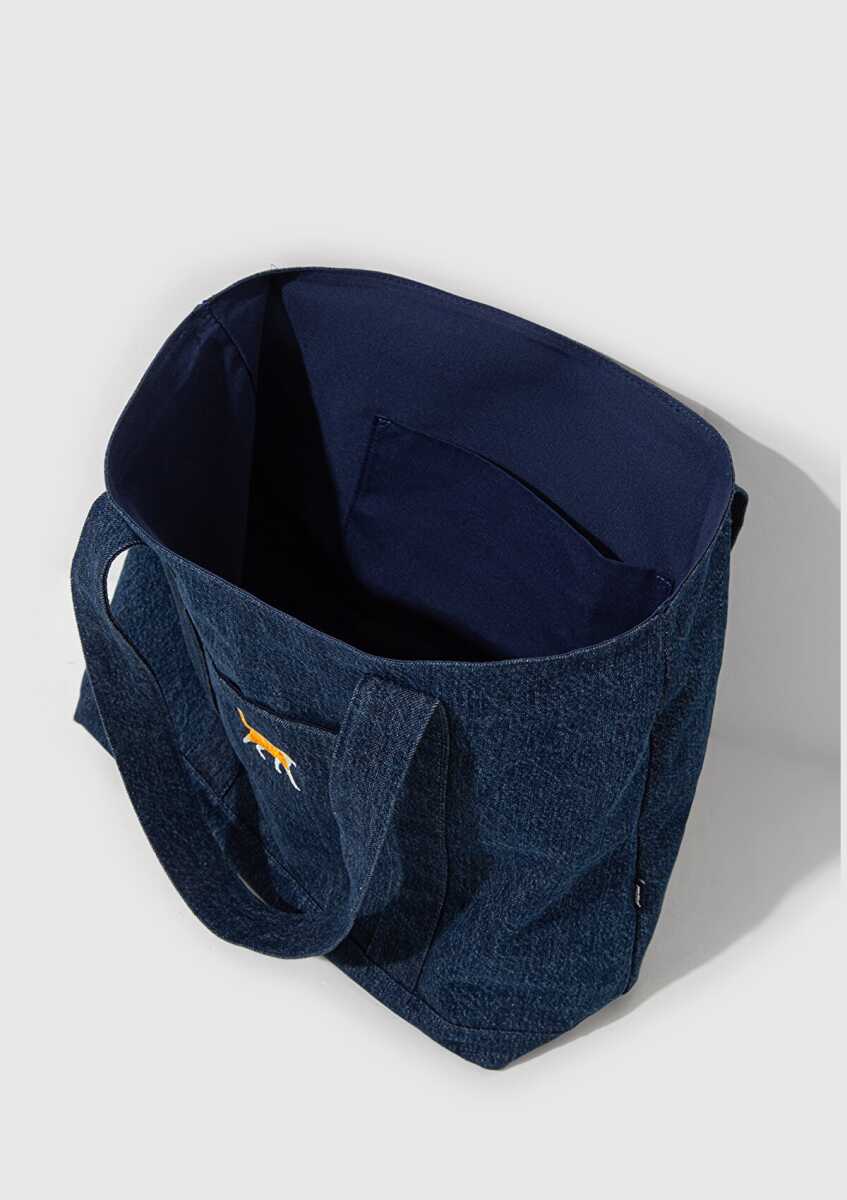 Mavi Kedi Nakışlı Denim Kadın Omuz Çantası 1913283-10241 - 5