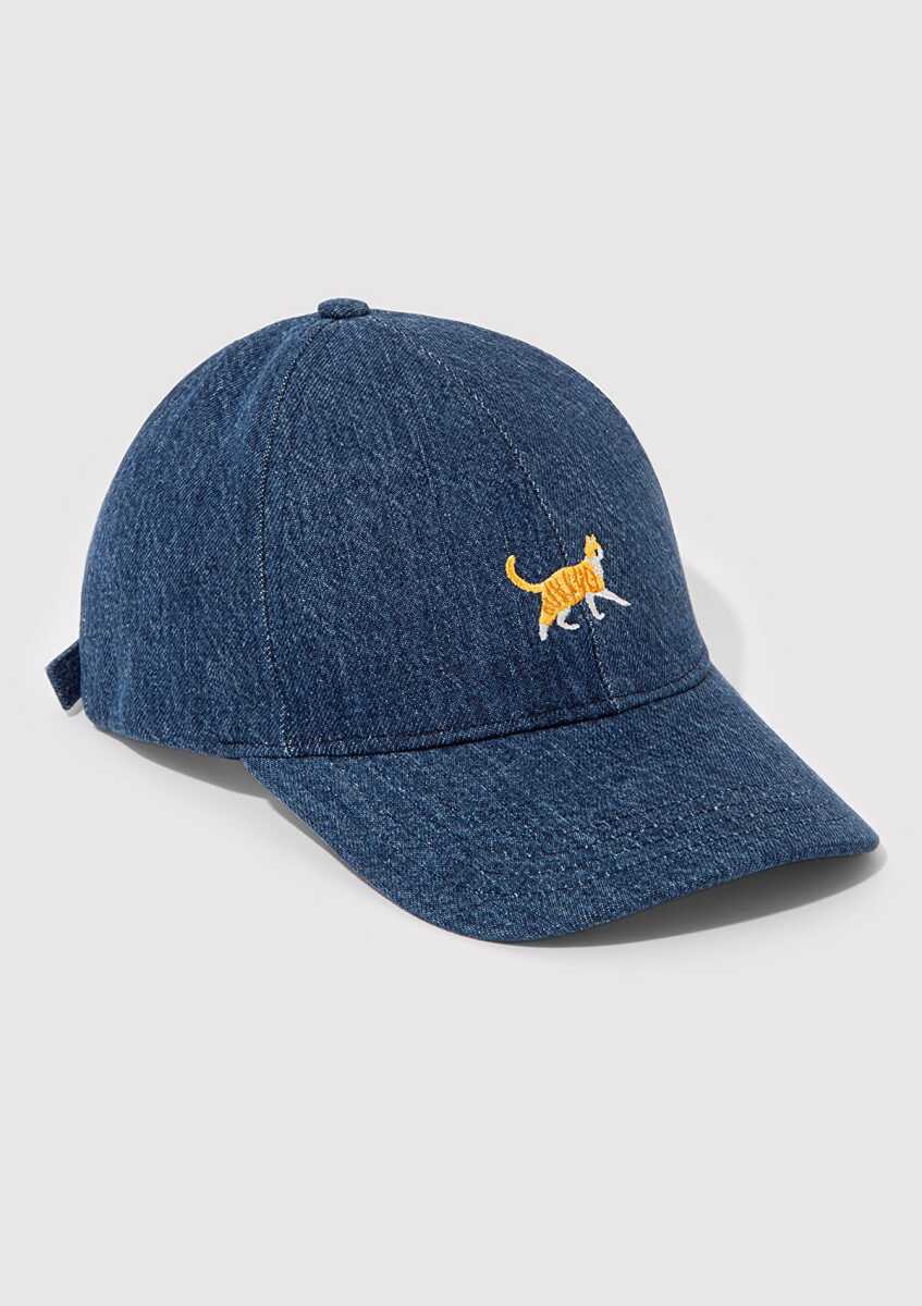 Mavi Kedi Nakışlı Denim Kadın Şapka 1913012-10241 - 4