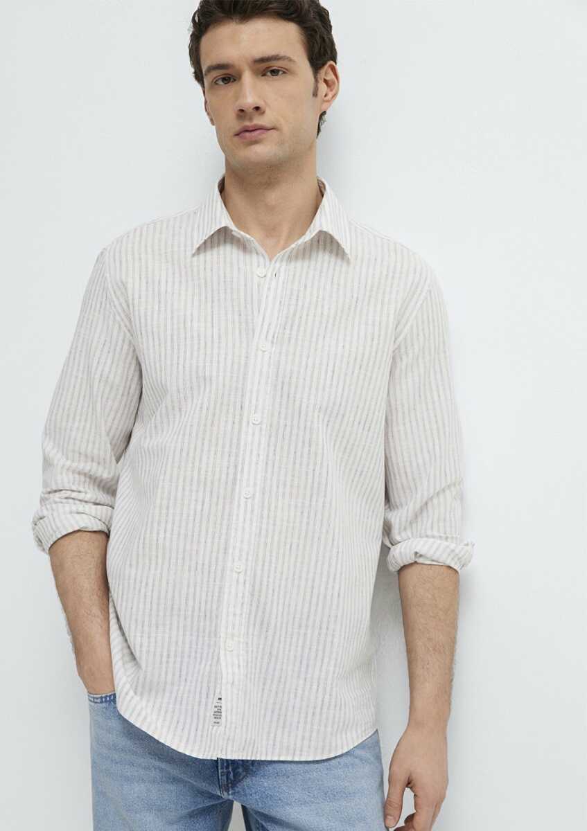 Mavi Keten Karışımlı Ekru Regular Fit Erkek Gömlek 0212004-91559