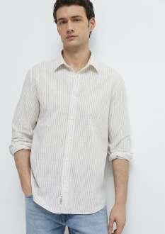 Mavi Keten Karışımlı Ekru Regular Fit Erkek Gömlek 0212004-91559 