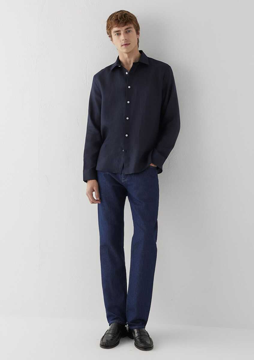 Mavi Keten Karışımlı Lacivert Loose Fit Erkek Gömlek 0211960-86623