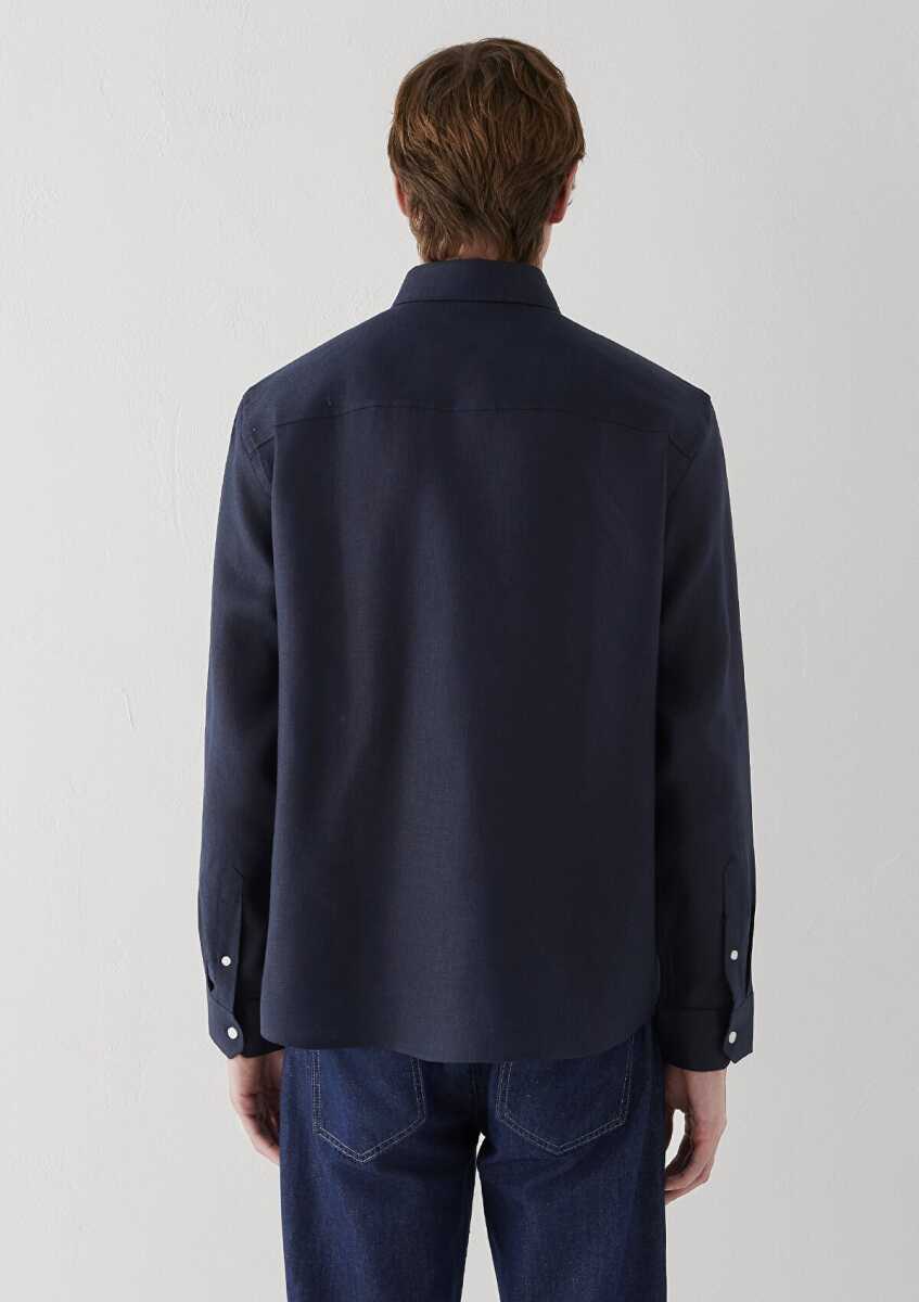 Mavi Keten Karışımlı Lacivert Loose Fit Erkek Gömlek 0211960-86623 - 5