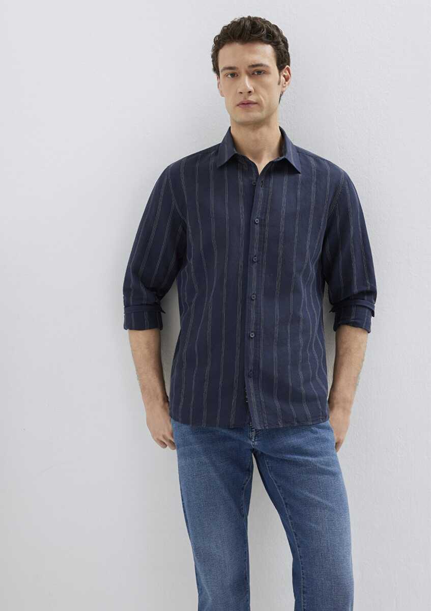 Mavi Keten Karışımlı Regular Fit Lacivert Gömlek 0211979-91592 (1)