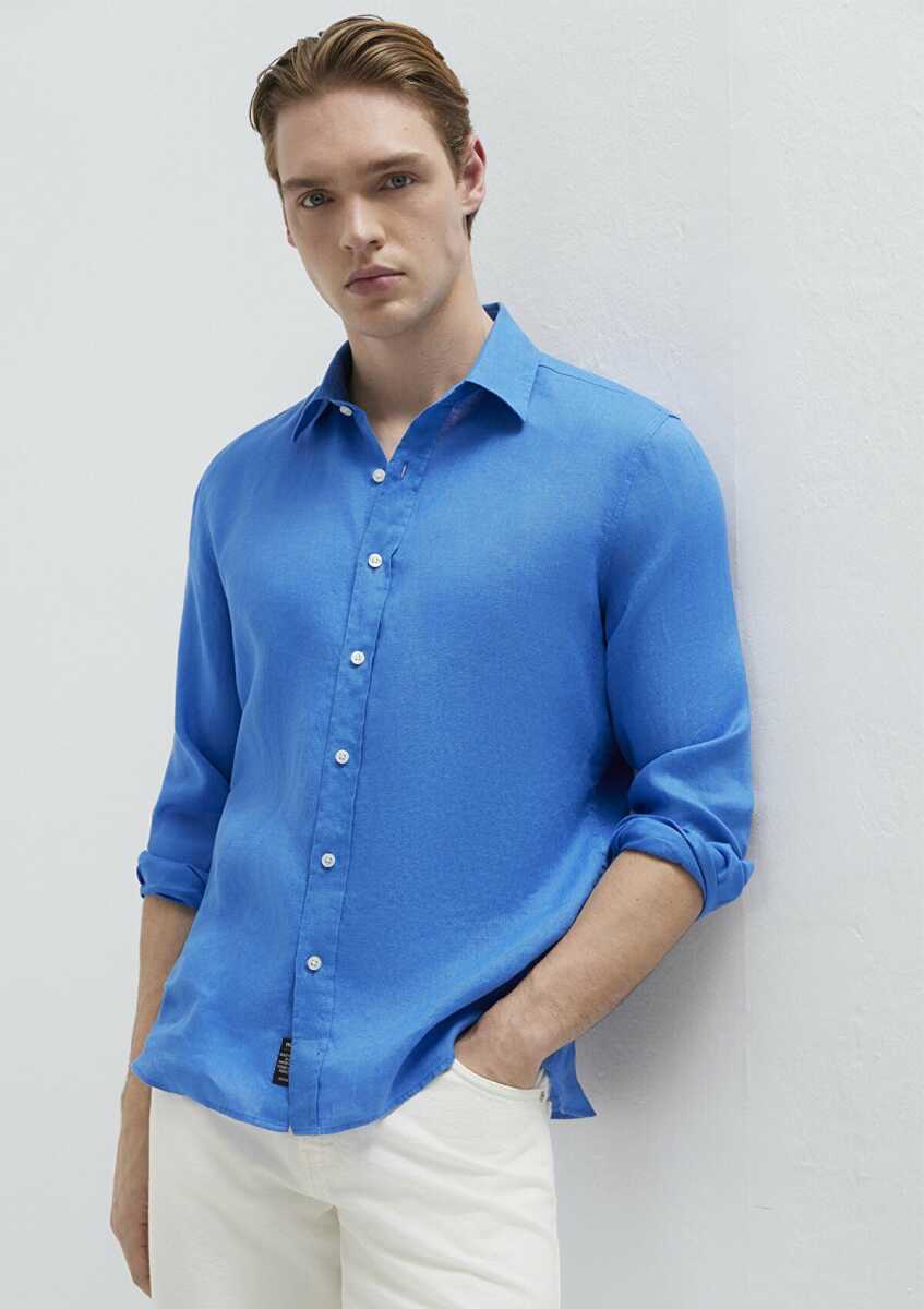 Mavi Keten Slim Fit Erkek Gömlek 0211466-81347