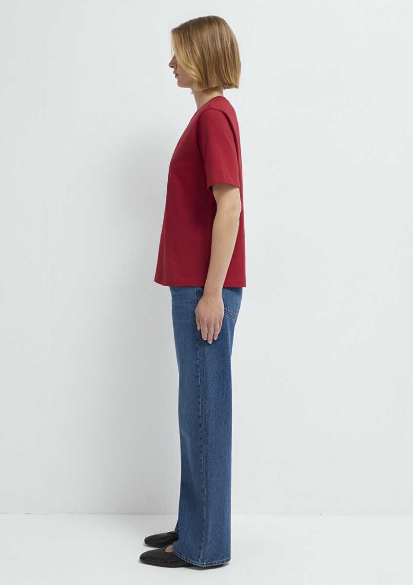 Mavi Kırmızı Basic Regular Fit Kadın Tişört 1600965-70391 - 4