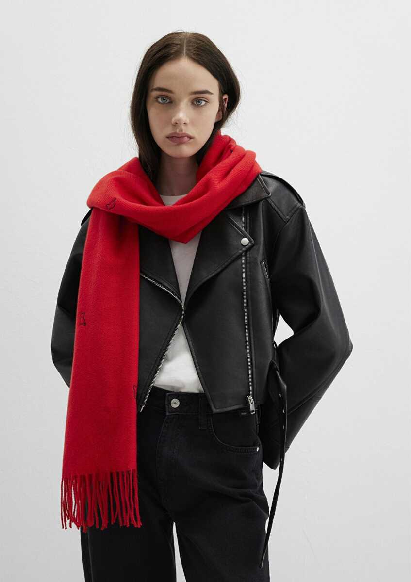 Mavi Kırmızı Kadın Atkı 1911730-27120 - Mavi