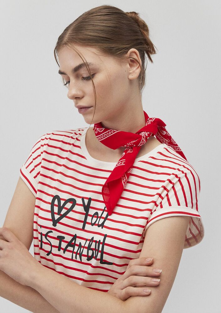 Mavi Koyu Kırmızı Kadın Bandana 1911810-82580