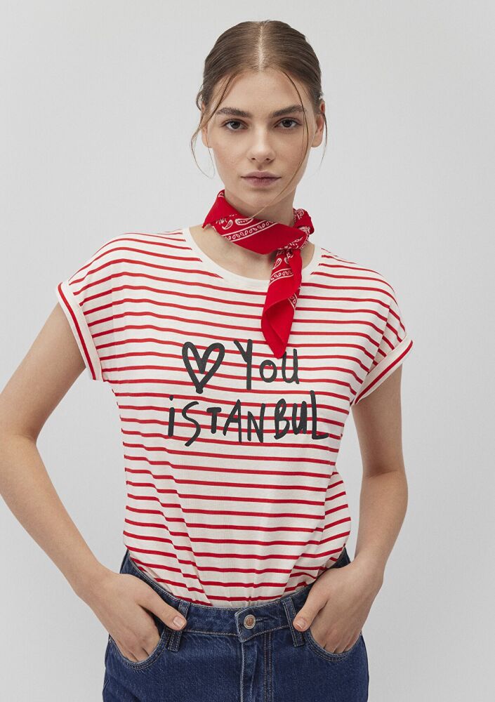 Mavi Koyu Kırmızı Kadın Bandana 1911810-82580 (1)