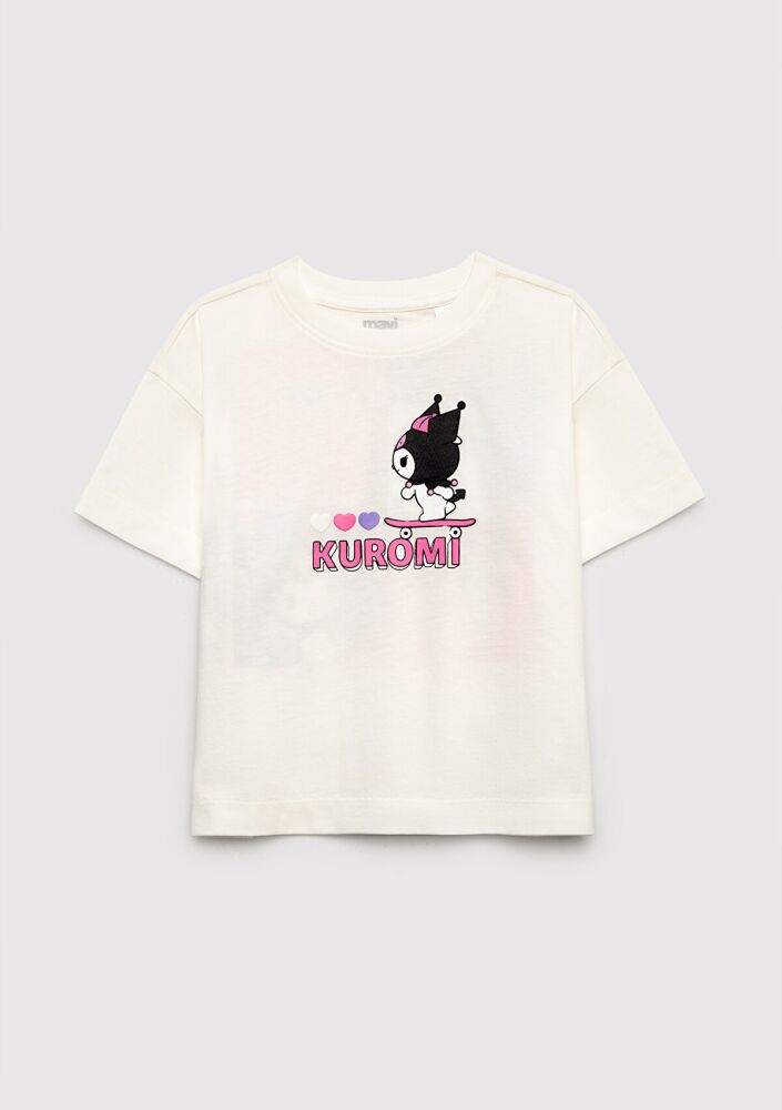 Mavi Kuromi Baskılı Ekru Loose Fit Çocuk Tişört 7610456-70057