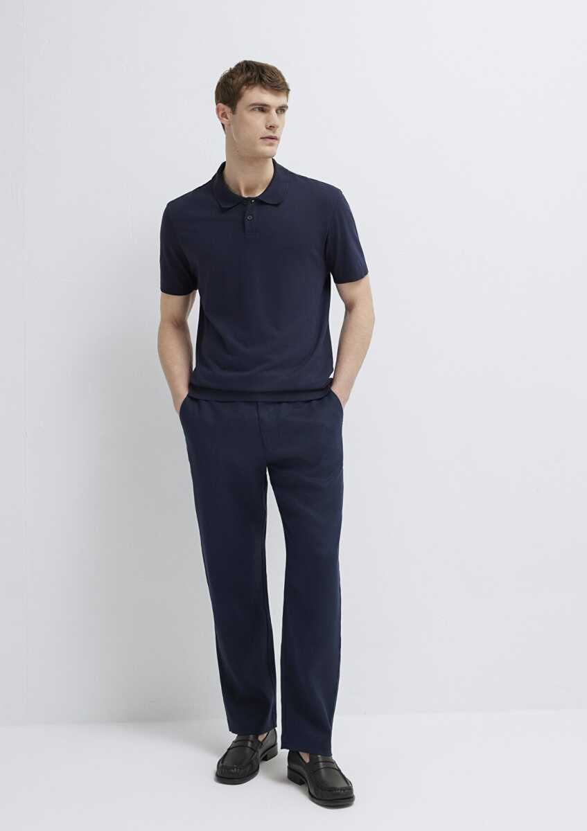 Mavi Lacivert Erkek Keten Pantolon 0010595-86623 - 1