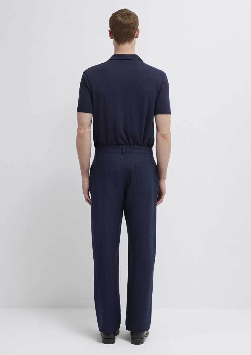 Mavi Lacivert Erkek Keten Pantolon 0010595-86623 - 5