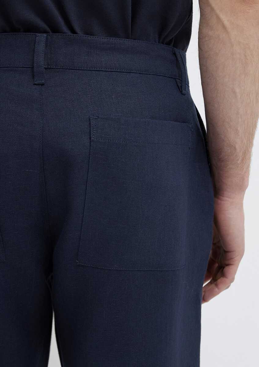 Mavi Lacivert Erkek Keten Pantolon 0010595-86623 - 7
