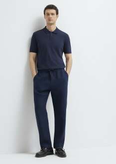 Mavi Lacivert Keten Regular Fit Erkek Pantolon 0010577-80872 