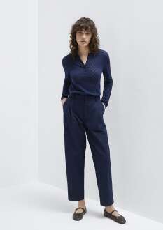 Mavi Lacivert Pilili Kadın Pantolon 1011147-82318 