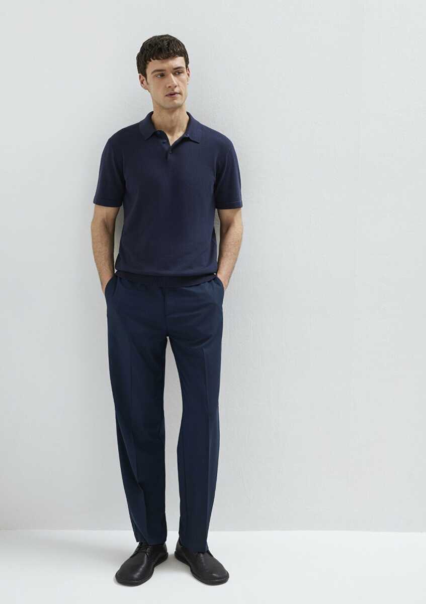 Mavi Lacivert Triko Polo Yaka Erkek Tşört 0710248-83699 (1)