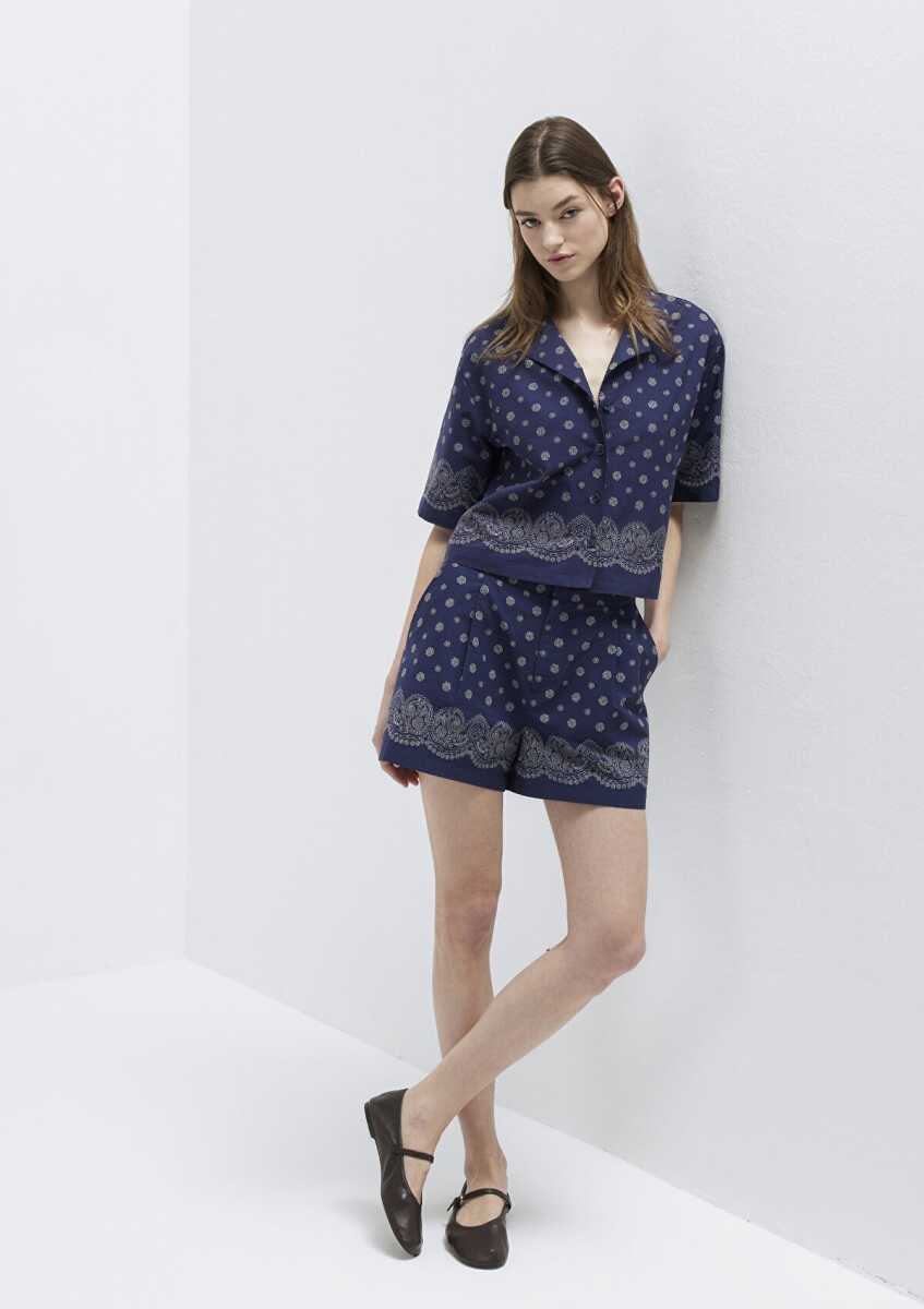 Mavi Lacivert Wide Leg Kadın Şort 1410254-91499