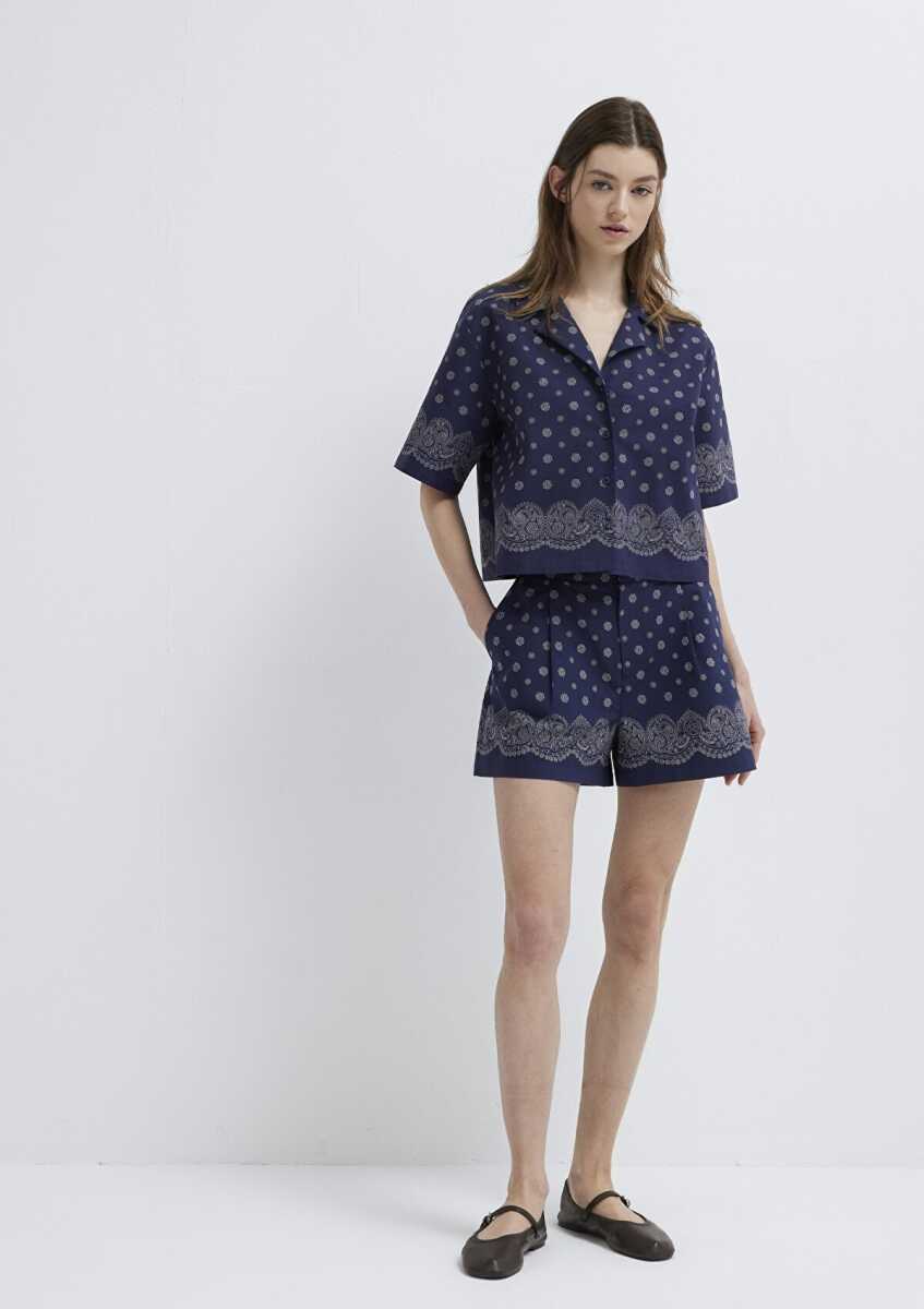 Mavi Lacivert Wide Leg Kadın Şort 1410254-91499 (1)