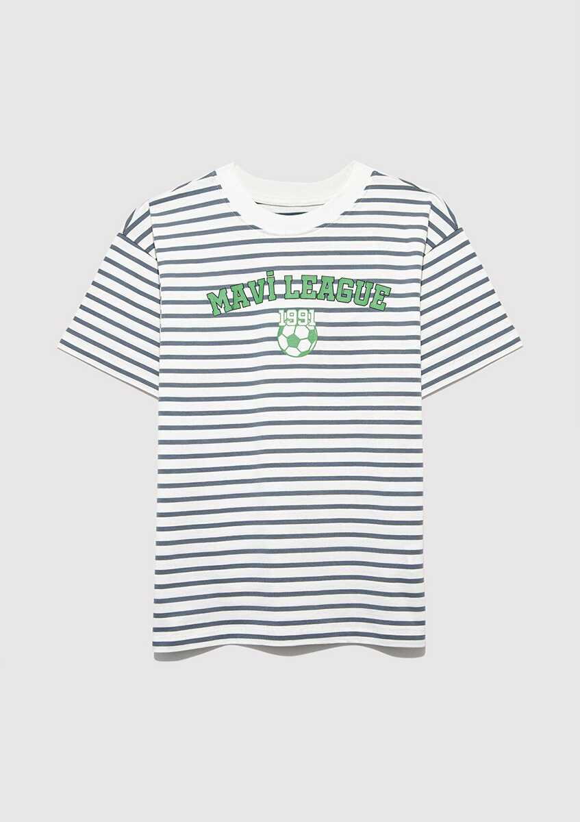 Mavi League Baskılı Çocuk Tişört 6610264-89187 - Mavi
